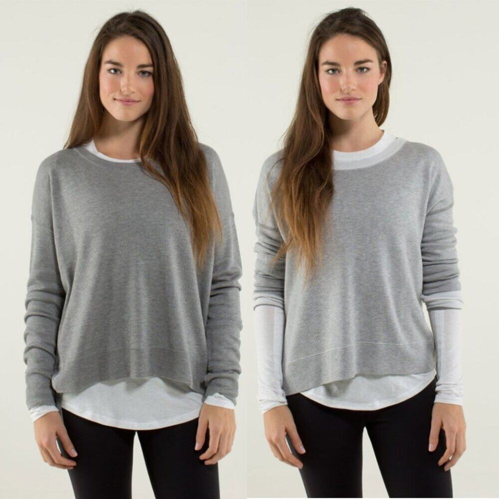 Lululemon Pure Balance Reversible Sweater in Heathered Medium Grey